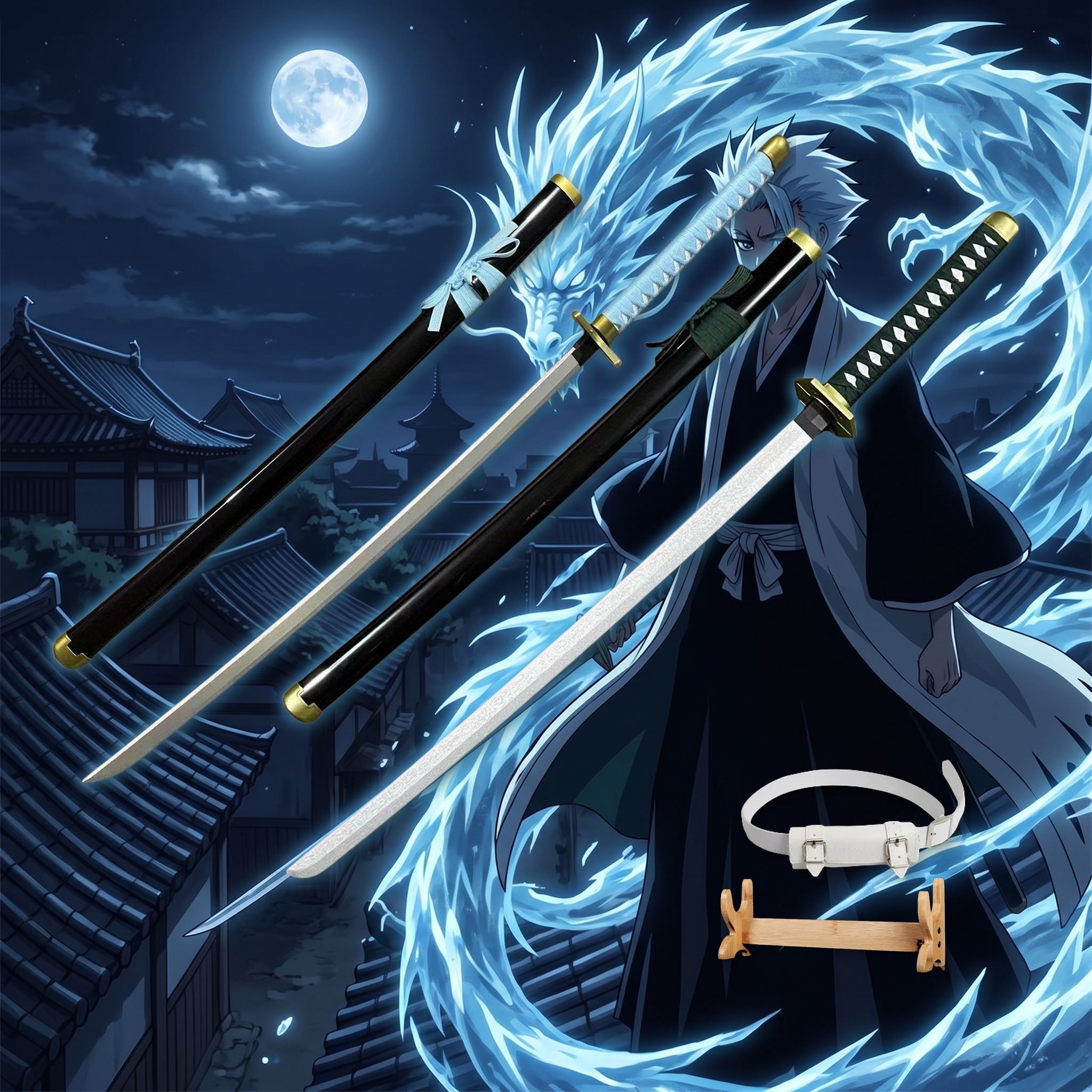 Cosplay Prop Display - 40 Inch Bleach Hyorinmaru Katana Sword