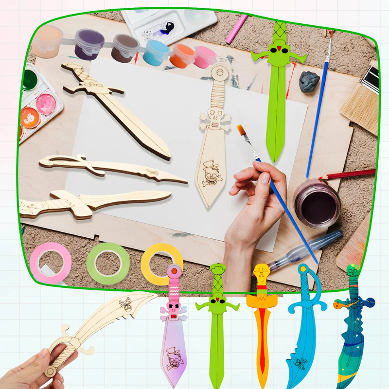 16pcs Kids Wooden Pirate Theme - Cosplay Prop Painting recension och pris