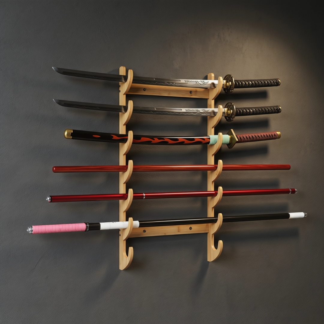 1-8Layer Wood Sword Stand Kata - Cosplay Prop Display recension och pris